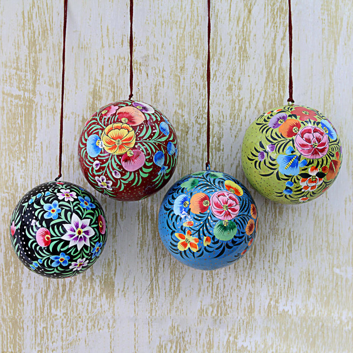 The Holiday Aisle® 4 Piece Hand Painted Ball Ornament Set & Reviews